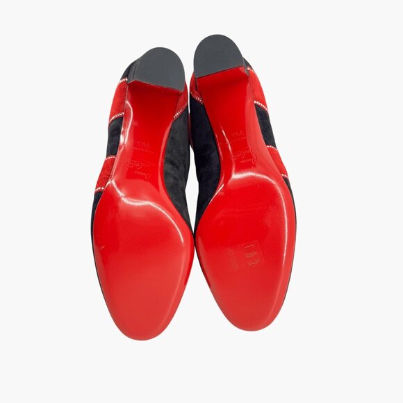 Christian Louboutin Gael Knee High Boot Size 39.5 US 9.5 Black Red Stripe Strass - Picture 14 of 15